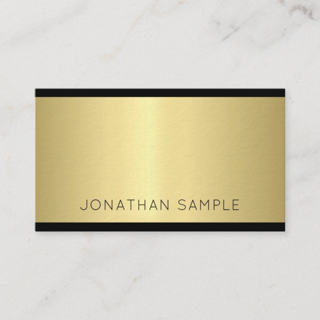 Tarjeta De Visita Elegante Glamour Diseño Moderno Oro De Lujo (Anverso)