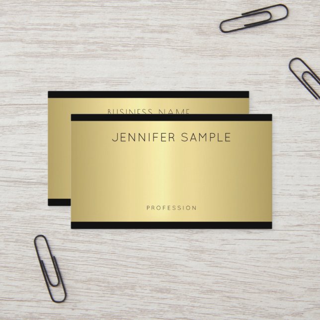 Tarjeta De Visita Elegante Glamour Diseño Moderno Oro Lujo (Anverso/Reverso In Situ)