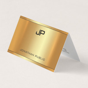 Tarjeta De Visita Elegante Glamour Falso Oro Lujo Plantilla Moderna
