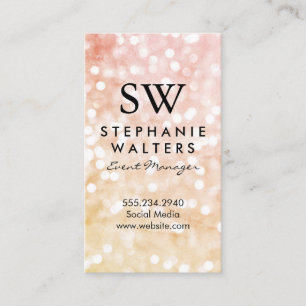 Tarjeta De Visita Elegante Glamour Glitter Monograma