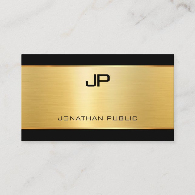 Tarjeta De Visita Elegante Glamour Gold Modern Luxuria Plantilla (Anverso)