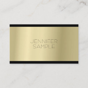 Tarjeta De Visita Elegante Glamour Minimalista Dorado Lujo Sencillo