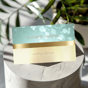 Tarjeta De Visita Elegante Glamour Moderno, Dorado Falso, Bokeh