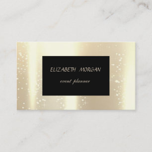 Tarjeta De Visita Elegante Glamour Moderno, Faux Gold, Negro
