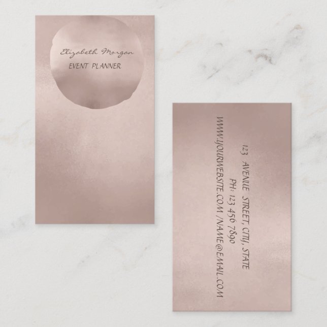 Tarjeta De Visita Elegante Glamour moderno Rosa Círculo de oro (Anverso / Reverso)