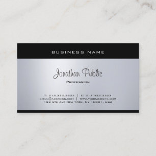 Tarjeta De Visita Elegante Glamour Plata Fuente de guión moderno de 