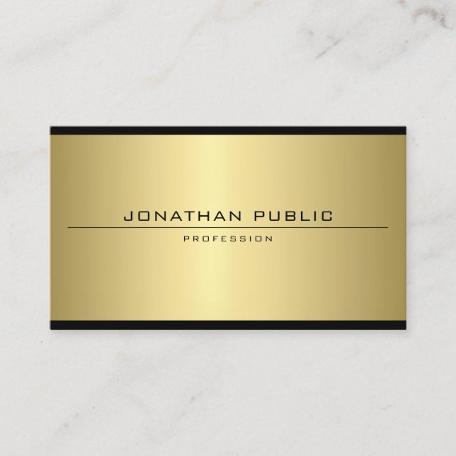 Tarjeta De Visita Elegante glamur personalizado dorado look simple m (Anverso)