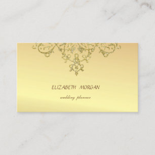 Tarjeta De Visita Elegante Glamuroso Chic, Dorado Falso, Encaje Bril