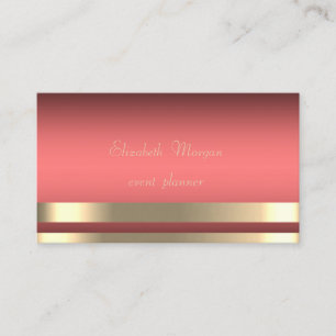 Tarjeta De Visita Elegante, Glamuroso, Chic, Rayas, Rojo Coral