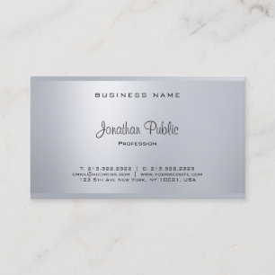 Tarjeta De Visita Elegante Glamuroso Moderno Script Plata Fresco Sen