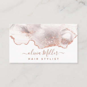 Tarjeta De Visita Elegante Glitter de Oro Rosa Mármol Chic Moderno