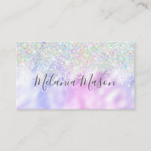 Tarjeta De Visita Elegante Glitter Holográfico Maquillador Metálico
