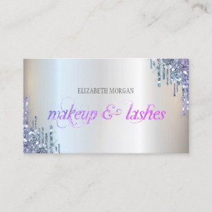 Tarjeta De Visita Elegante Glitter Violeta con Goteo Profesional