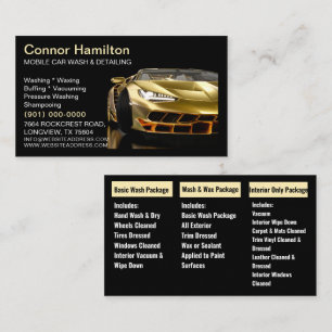 Tarjeta De Visita Elegante goid Black Mobile Auto Car Wash Detailing