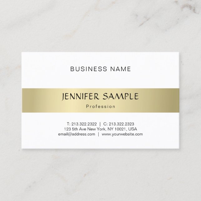 Tarjeta De Visita Elegante Gold Aspecto Simple Moderno Profesional (Anverso)