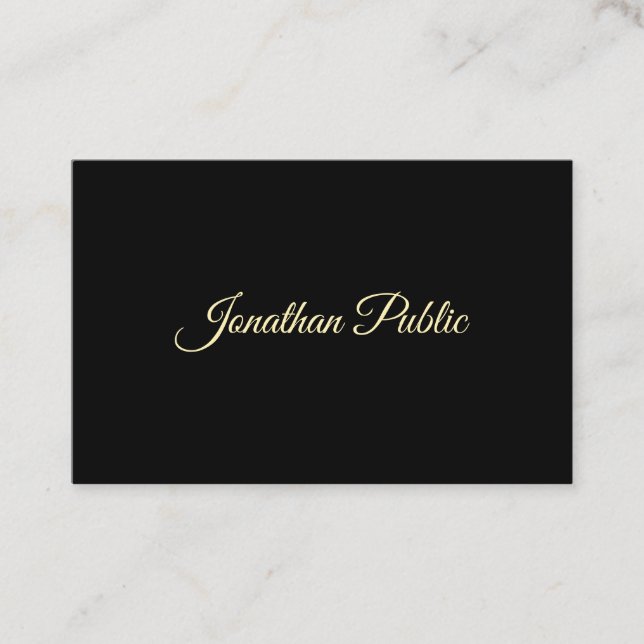 Tarjeta De Visita Elegante Gold Hand Script Font Profesional (Anverso)