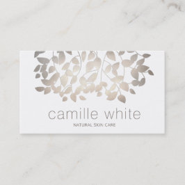 Tarjeta De Visita Elegante Gold Leaves Natural Skincare Day Spa