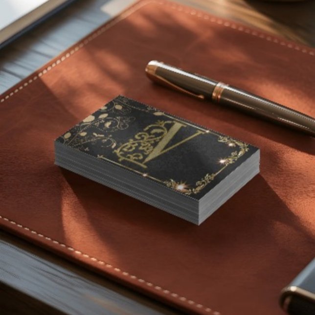 Tarjeta De Visita Elegante Gold Letter Monograma Profesional (Subido por el creador)