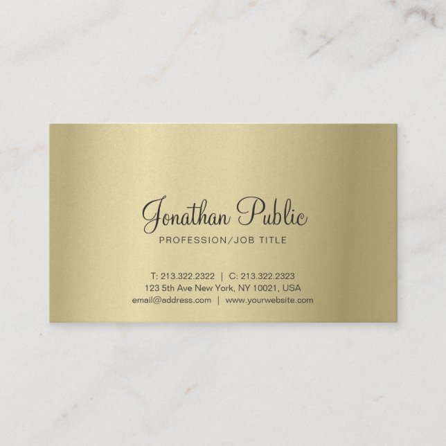 Tarjeta De Visita Elegante Gold Look Moderno Creativo Lujo (Anverso)