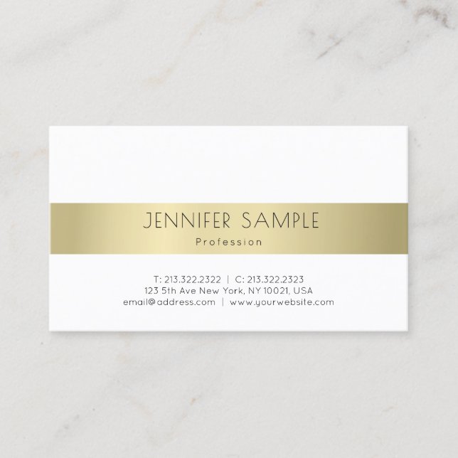 Tarjeta De Visita Elegante Gold Look Moderno Sleek Plain Professiona (Anverso)