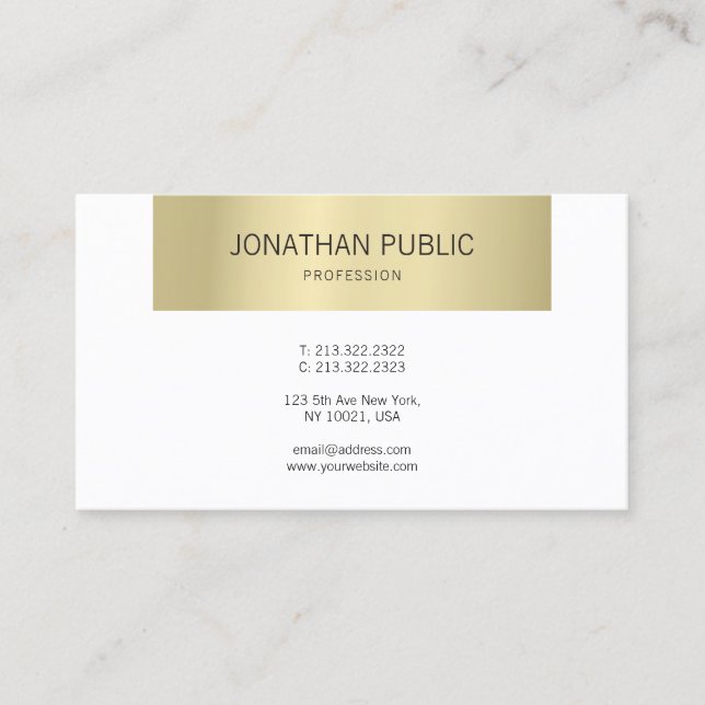 Tarjeta De Visita Elegante Gold Moderno Diseño Profesional Lujoso (Anverso)