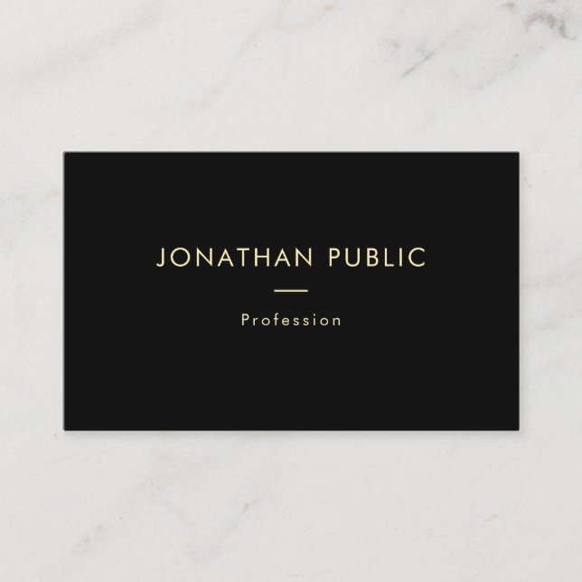 Tarjeta De Visita Elegante Gold Name Black Template Professional (Anverso)