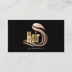 Tarjeta De Visita Elegante Gold, Rosa Gold y Black Hairstylista