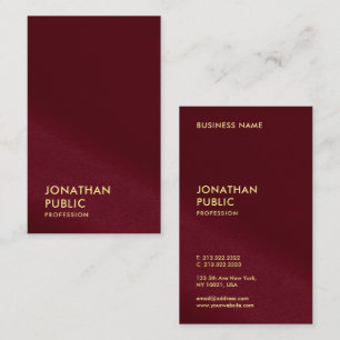 Tarjeta De Visita Elegante Gold Text Borgoña Red Luxury Oceania