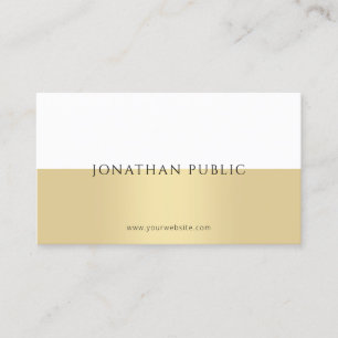Tarjeta De Visita Elegante Gold White Moderno Profesional Simple