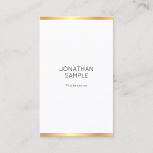 Tarjeta De Visita Elegante Gold White Simple Profesional Moderno
