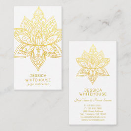 Tarjeta de visita elegante Golden Lotus Flower