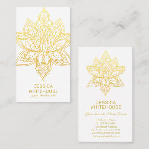 Tarjeta de visita elegante Golden Lotus Flower