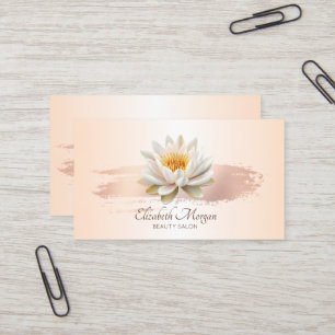 Tarjeta De Visita Elegante Golpe de Pincel Moderno Loto Blanco