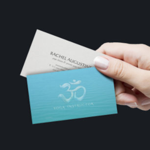 Tarjeta De Visita Elegante Gotas de agua Tipo de letra OM Símbolo In