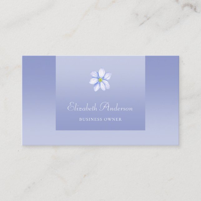 Tarjeta De Visita Elegante Gradiente de Lavanda Logo Morado Floral (Anverso)