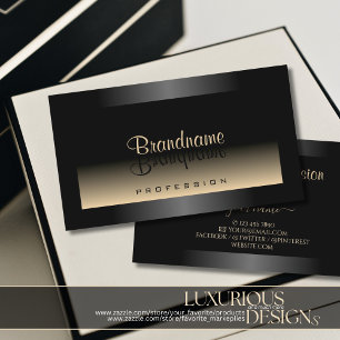 Tarjeta De Visita Elegante gradiente negro y crema Shimmery oscuro