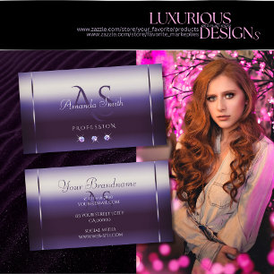 Tarjeta De Visita Elegante gradiente púrpura con Diamantes de imita