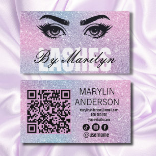 Tarjeta De Visita Elegante gradiente Purpurina arcoiris Lash escanea