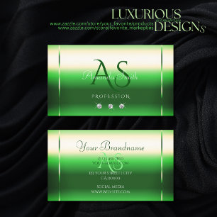 Tarjeta De Visita Elegante Gradiente Verde Esmeralda Iniciales Diama