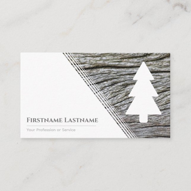 Tarjeta De Visita Elegante grano de madera de estilo árbol blanco mi (Anverso)