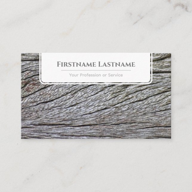 Tarjeta De Visita Elegante grano de madera de estilo blanco minimali (Anverso)