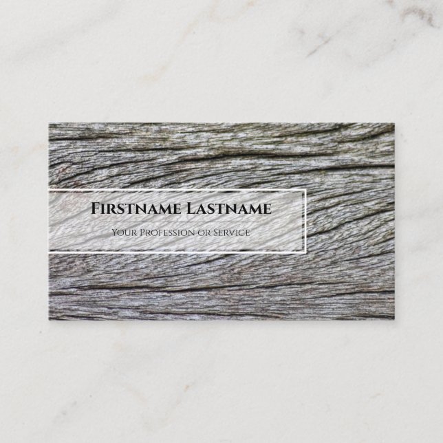 Tarjeta De Visita Elegante grano de madera de estilo blanco minimali (Anverso)