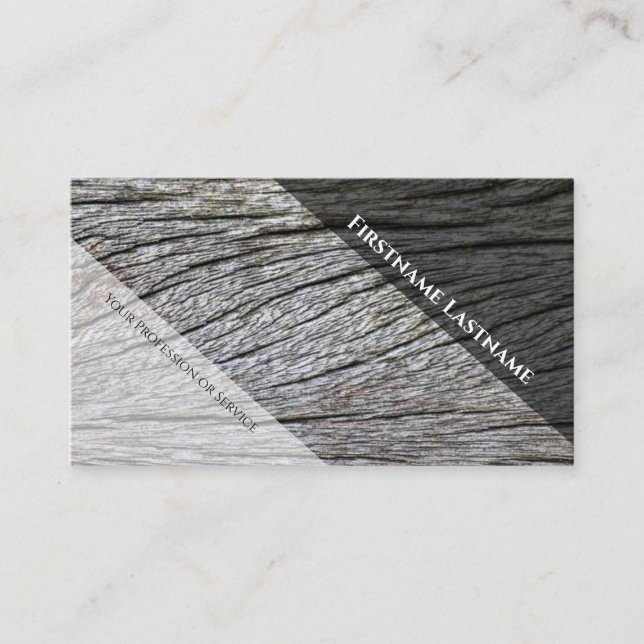 Tarjeta De Visita Elegante grano de madera de estilo blanco minimali (Anverso)