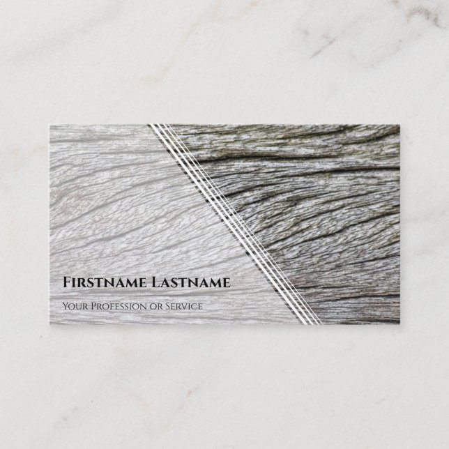 Tarjeta De Visita Elegante grano de madera de estilo blanco minimali (Anverso)