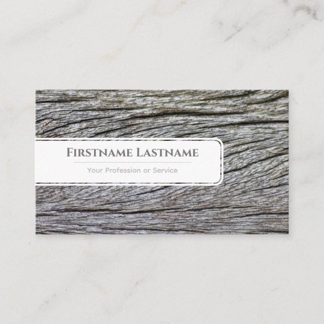 Tarjeta De Visita Elegante grano de madera de estilo blanco minimali (Anverso)