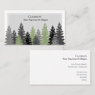 Tarjeta De Visita Elegante Green Evergreen Trees Profesional