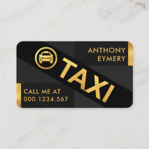 Tarjeta De Visita Elegante Gris Bloquea Líneas De Oro Taxi Cab