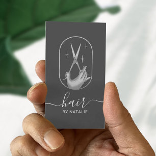 Tarjeta De Visita Elegante Gris con el logotipo de la mano y el dise