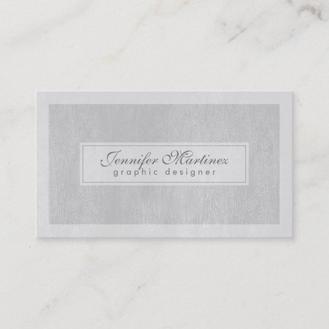 Tarjeta De Visita Elegante Gris Gris Gris Faux apariencia de cuero (Anverso)