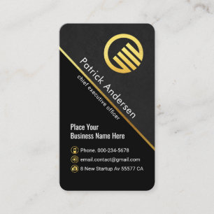 Tarjeta De Visita Elegante gris grunge línea dorada CEO jefe
